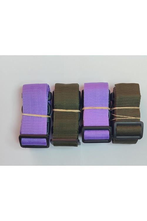 2 Adet Mor 2 Adet Haki Yeşil Valiz Kemeri 4 Cm Toplam 4 Adet