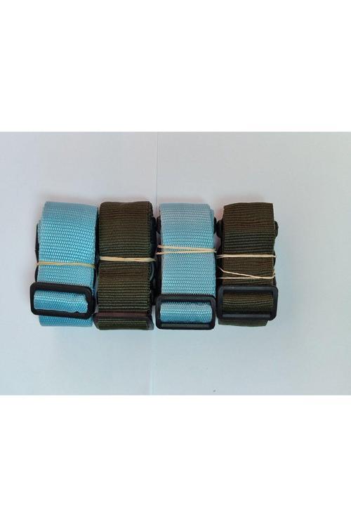 2 Adet Turkuaz 2 Adet Haki Yeşil Valiz Kemeri 4 Cm Toplam 4 Adet