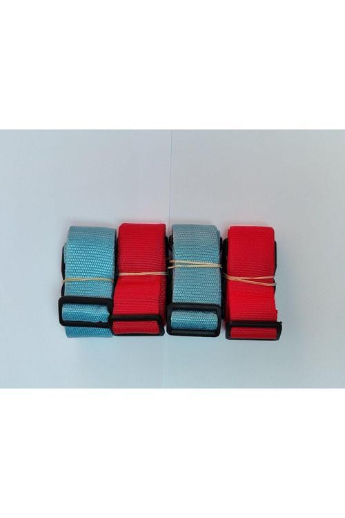 2 Adet Turkuaz 2 Adet Kırmızı Valiz Kemeri 4 Cm Toplam 4 Adet