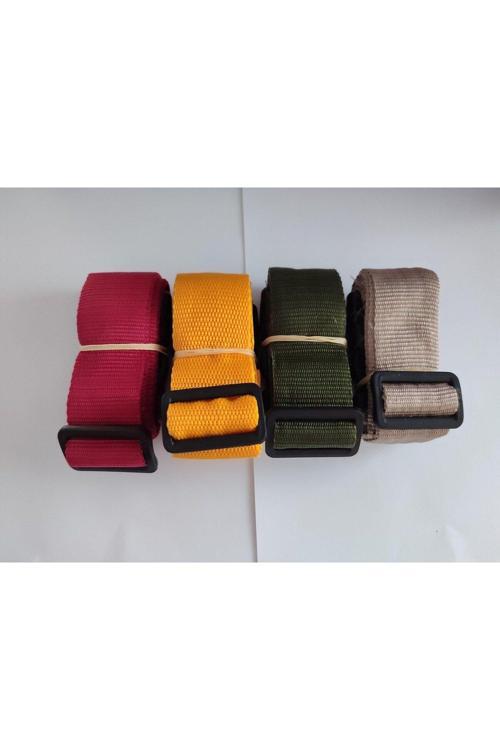 Bordo, Portakal, Haki Yeşil Ve Bej Renk Valiz Kemeri 4 Cm Toplam 4 Adet