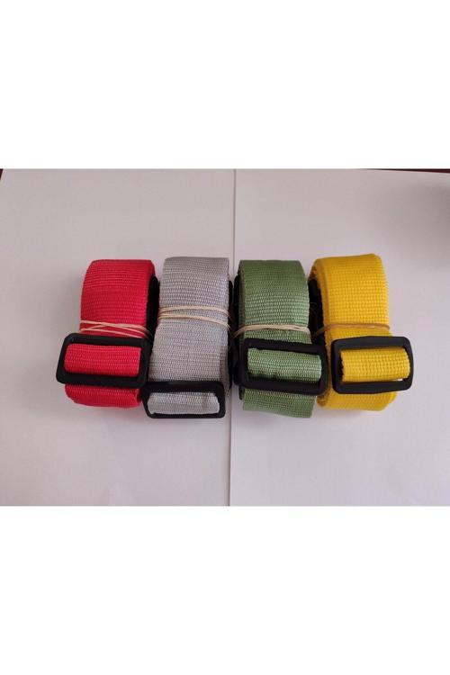 Kırmızı, Gri, Su Yeşili Ve Sarı Renk Valiz Kemeri 4 Cm Toplam 4 Adet