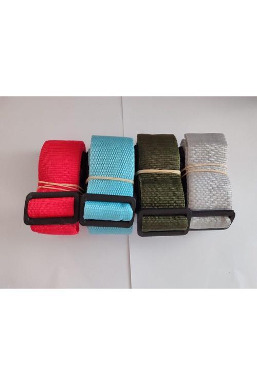 Kırmızı, Turkuaz, Haki Yeşil Ve Gri Renk Valiz Kemeri 4 Cm Toplam 4 Adet