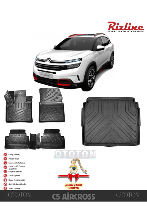 Citröen C5 Aircross 2017-2022 (Alt) Bagaj Havuzu Ve 3D Havuzlu Paspas -Hediyeli