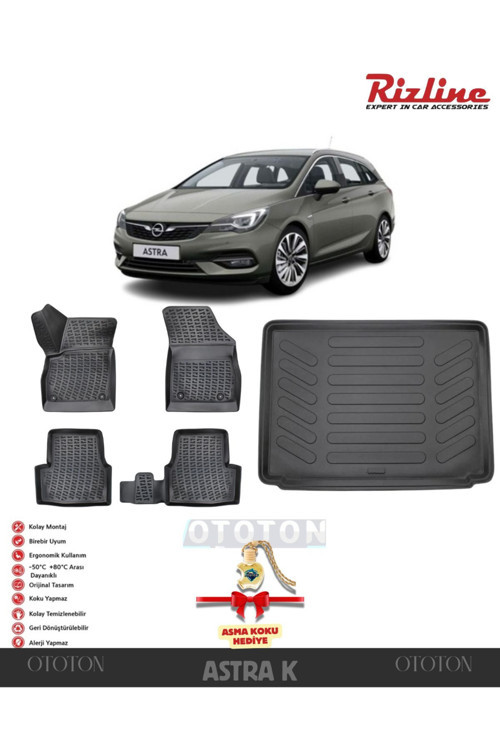 Opel Astra K 2015-2020 Bagaj Havuzu Ve 3D Havuzlu Paspas -Hediyeli