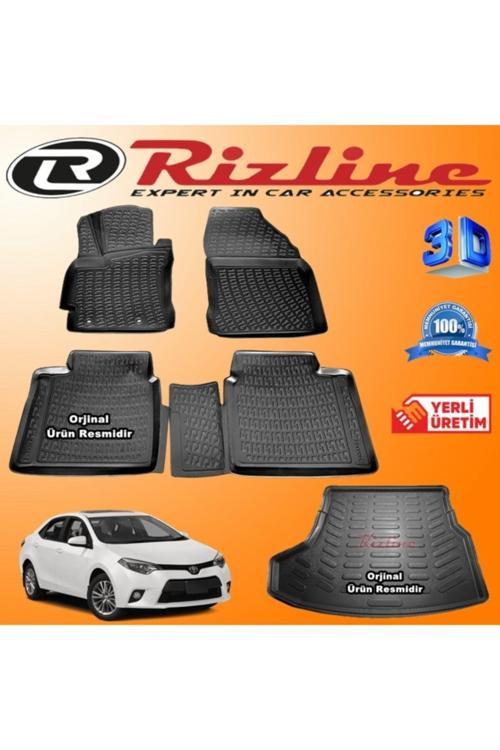 Toyota Corolla 3D Paspas + 3D Bagaj Havuzu Sedan 2013 - 2018 Arası Siyah Set