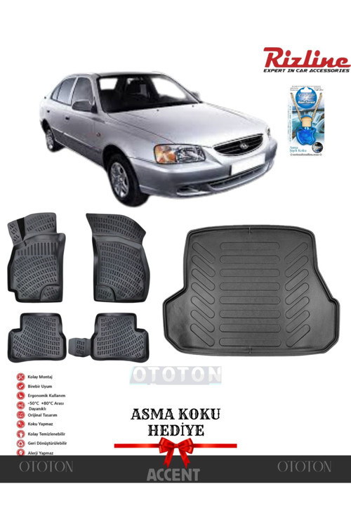 Hyundai Accent 1996-2000 Bagaj Havuzu Ve 3D Havuzlu Paspas -Hediyeli