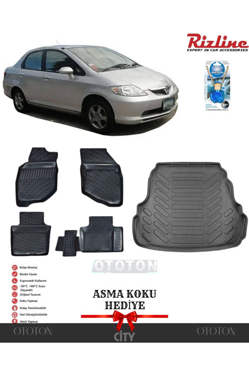 Honda City 2002-2008 Bagaj Havuzu Ve 3D Havuzlu Paspas -Hediyeli