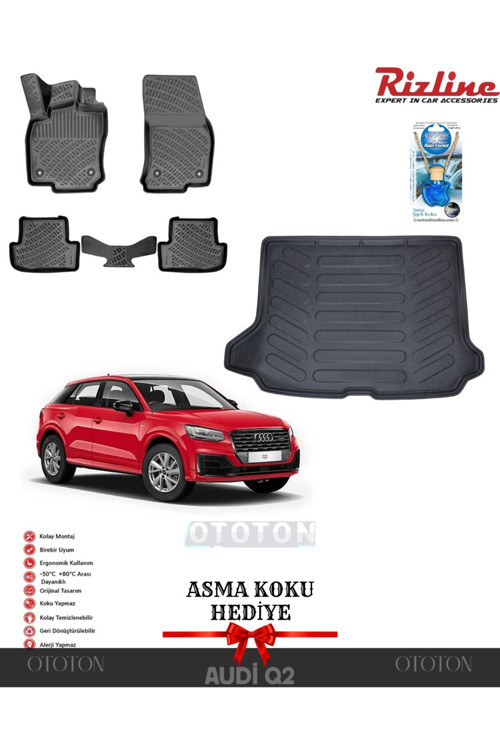 Audi Q2 2016 Sonrası (Üst) Bagaj Havuzu Ve 3D Havuzlu Paspas -Hediyeli