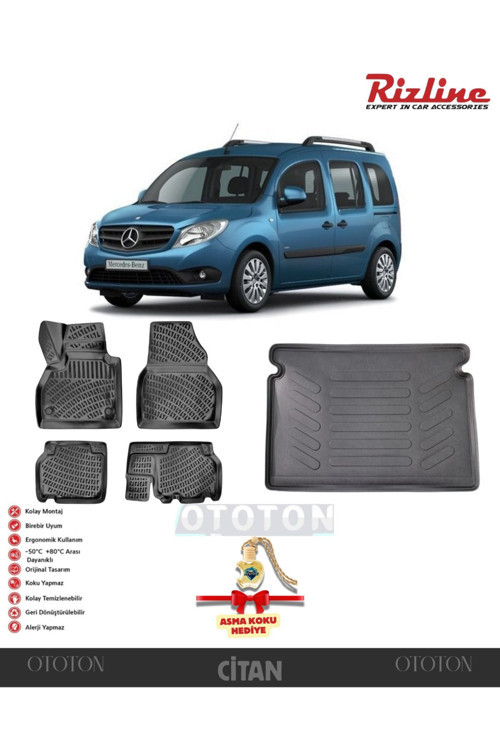 Mercedes-Benz Citan 2012-2021 Bagaj Havuzu Ve 3D Havuzlu Paspas -Hediyeli