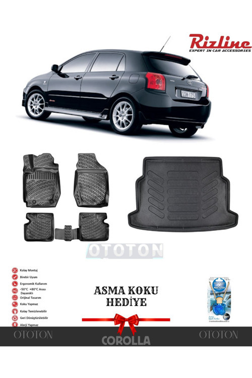 Toyota Corolla 2002-2007 Hatchback Bagaj Havuzu Ve 3D Havuzlu Paspas -Hediyeli
