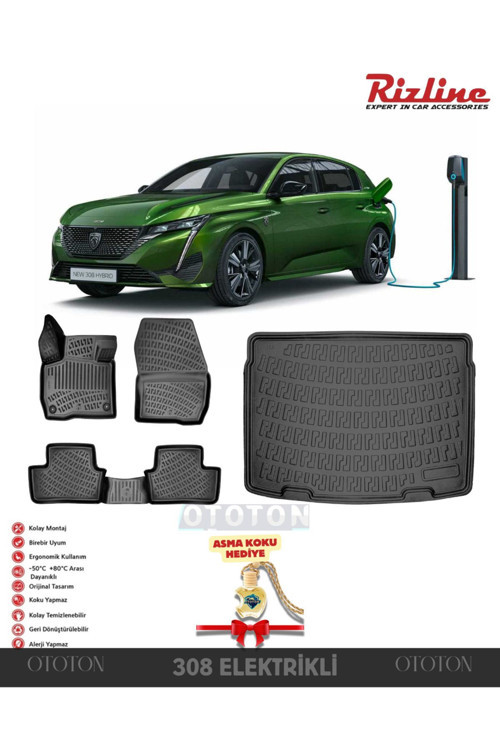Peugeot 308 Elektrikli 2022 Sonrası Bagaj Havuzu Ve 3D Havuzlu Paspas -Hediyeli
