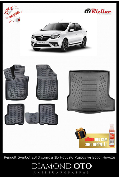 Renault Symbol 3D Havuzlu Paspas Ve Bagaj Havuzu 2013-2025 Yılları Arası Uyumludur
