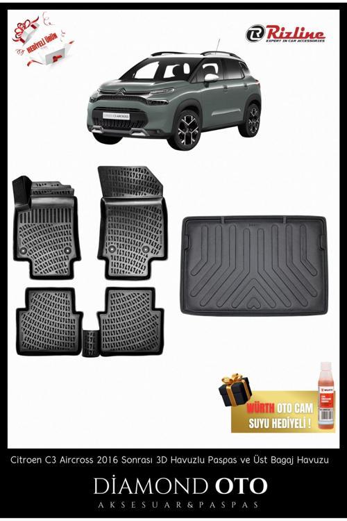 Citroen C3 Aircross 3D Havuzlu Paspas Ve Üst Bagaj Havuzu 2017-2018-2019-2020-2021-2022-2023-2024