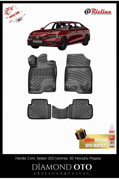 Honda Civic Sedan 3D Havuzlu Paspas 2021-2022-2023-2024
