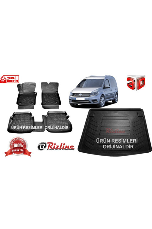 Volkswagen Caddy 3D Paspas + Bagaj Havuzu Set 2015-2019 Arası