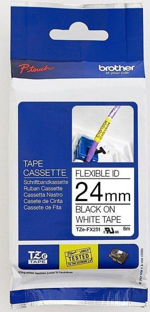 Tze-Fx251 24 Mm Beyaz Üzeri Siyah Esnek Laminasyonlu Etiket