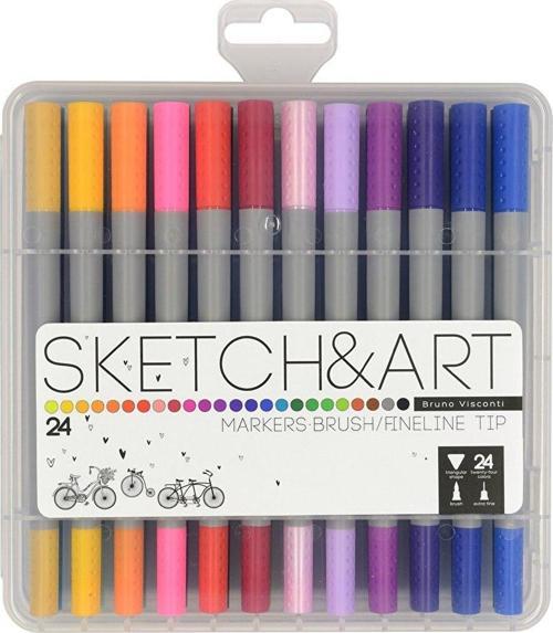 (Fırça Uçlu) Brush Pen Sketch - Art Çift Uçlu Keçeli Kalem 24 Renk 22-0083