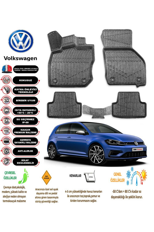 Volkswagen Golf 7 2017 4D Havuzlu Paspas