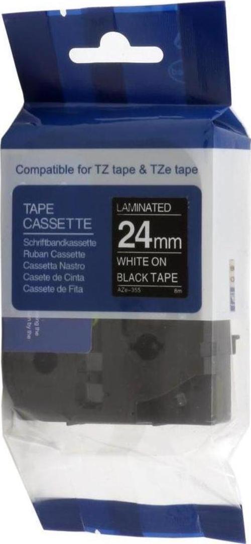 Krt - Muadil Aze-355 24 Mm Siyah Üzerine Beyaz Lamina 8 Metre Şerit