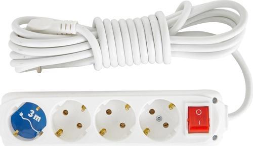 4 Lü 3 Metre Kablolu Anahtarlı Topraklı Priz