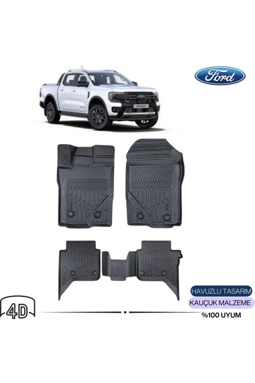 Ford Ranger 2023 Sonrası 4D ( Araca Özel ) Premium Havuzlu Paspas