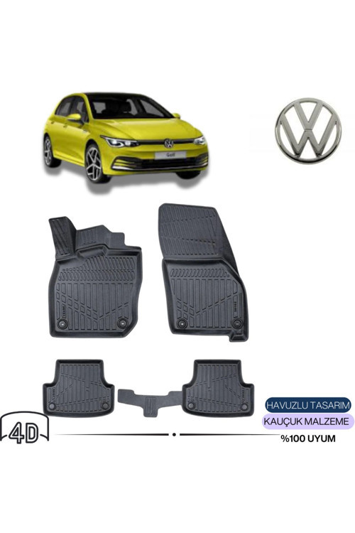 Volkswagen Golf 8 Otomatik 2021 Sonrası 4D ( Araca Özel ) Premium Havuzlu Paspas