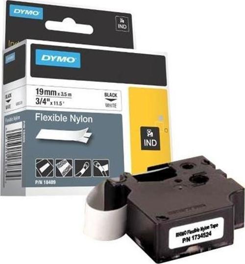 Rhino Pro Etiketi Plastik Esnek 19 Mmx3.5 Mt Siyah Üzerine Beyaz 18489