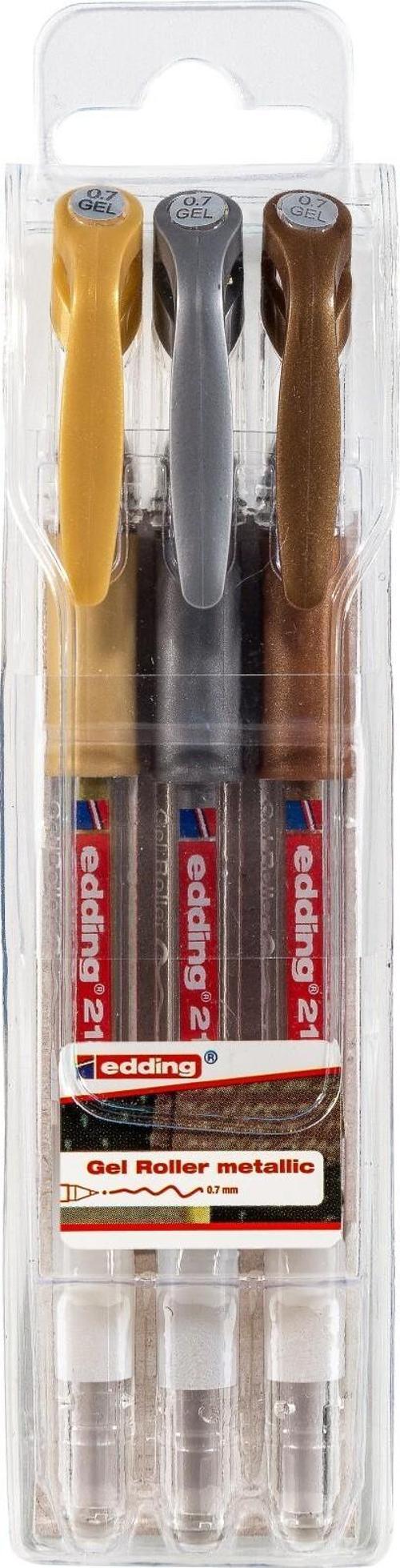 2185 Jel Roller Kalem 0.7Mm Metalik Kalem Altın-Gümüş-Bakır (3 Lü Set)