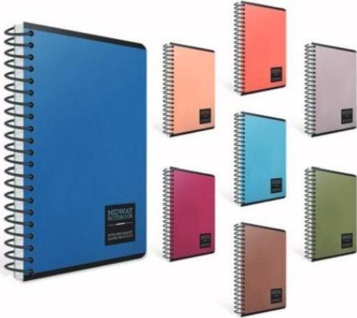 Midway Spiralli Flexi Sert Kapak Not Defteri 13X21Cm 80 Yaprak Kareli 6576 (Karışık Renk 1 Adet)