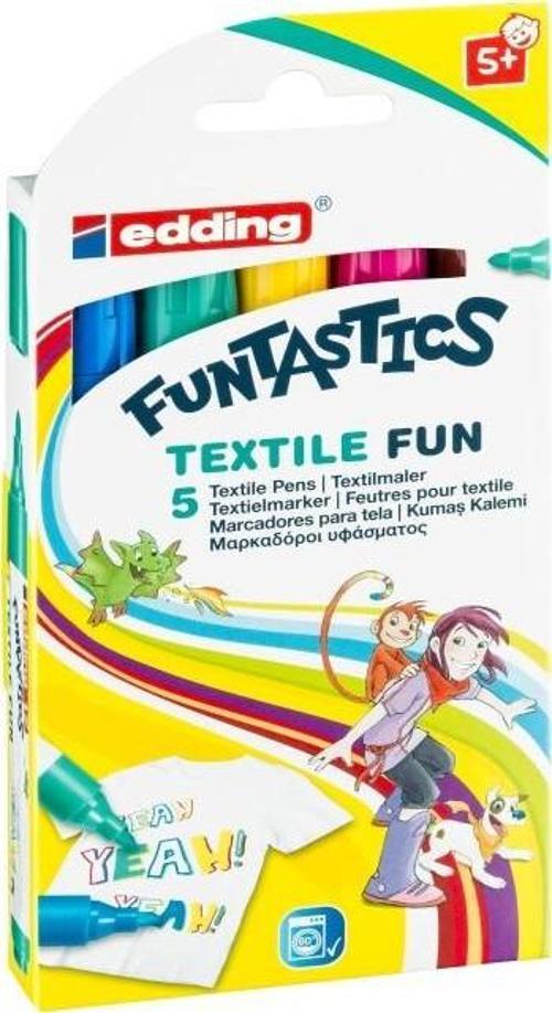 ED17 Funtastics Textile Fun Çocuklar İçin Kumaş Boyama Kalemi 2-3Mm 5 Renk Set