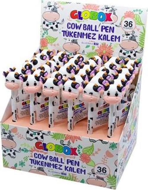 İnek Figürlü Tükenmez Kalem 0.7Mm Yazım Rengi Mavi 3500 (36 Lı Paket)