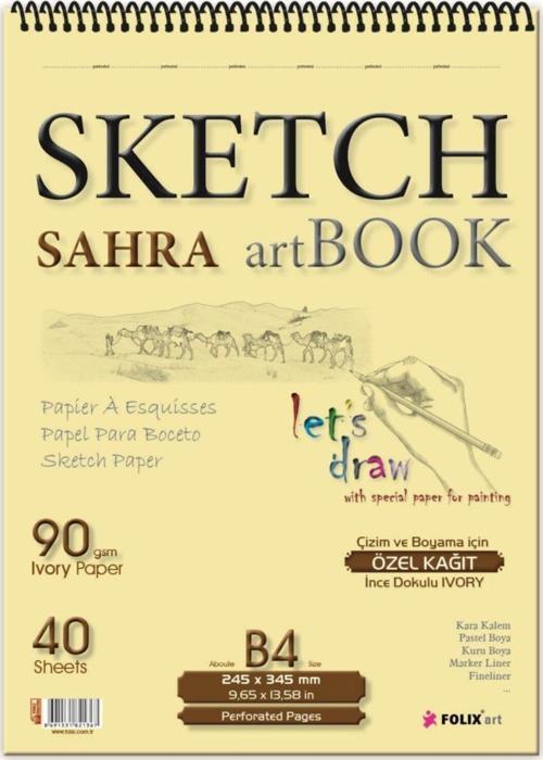 Sahra Spiralli 24,5X34,5Cm Blok. 90 Gr İvory Kağıt Çizim Defteri 821367