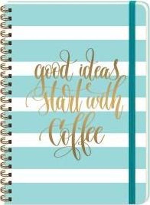 Daily Notes Muse A5 80 Yaprak Çizgili Yaldızlı Sert Kapak Spiralli Ivory Lastikli Not Defteri Good İdeas Start With Coff