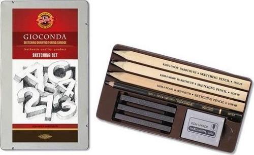 Koh-i Noor Professional Sketching Set Eskiz Kalem Seti Yassı Uçlu Çizim Seti Metal Kutu 8892