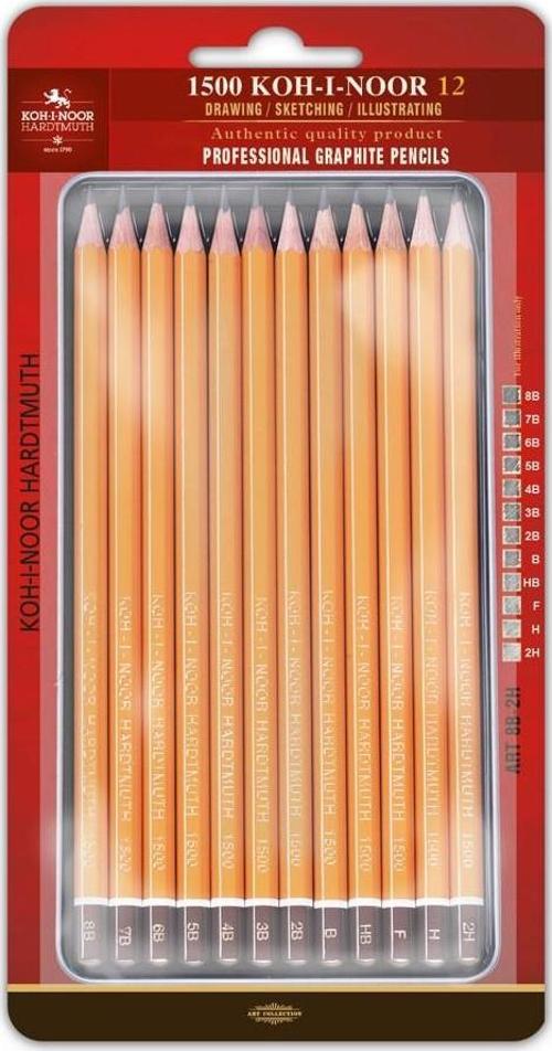 Koh-i Noor Sanatsal 12 Derece Professional Graphite Kalem Seti Of Gaphite Pencils 1502 Art