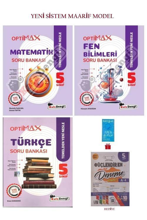 Kafa Dengi Yayınları 5. Sınıf Optimax Matematik Fen Bilimleri Ve Türkçe 3'Lü Set Soru Bankası+Deneme+Kafa Defteri