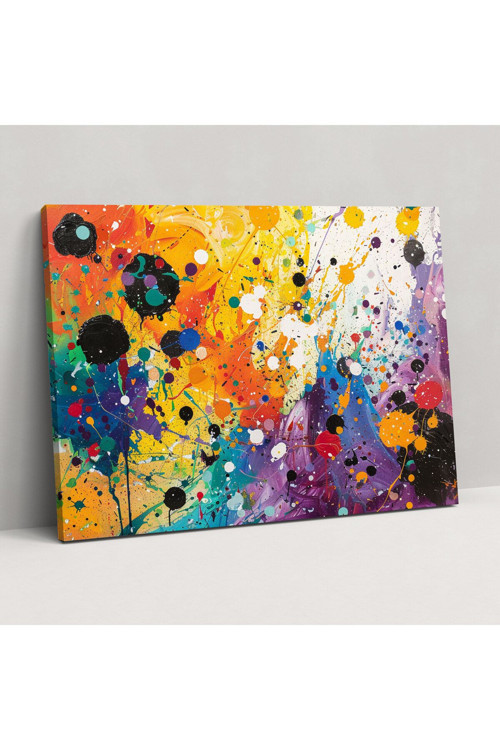 Renkli Splatter Soyut Sanat Duvar Tablosu - Soyut Sanat, Duvar Tablosu, Kanvas Tablo, Kanvas Tablo