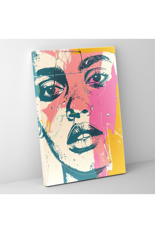 Andy Warhol Duvar Tablosu, Pastel Tonlarda Soyut Portreler, Andy Warhol, Kanvas Tablo