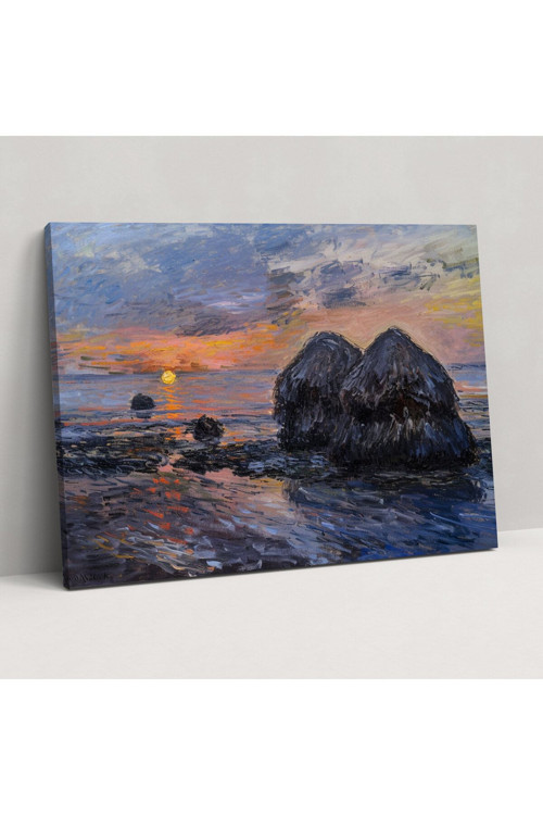 Gün Batımı Saman Yığınları Claude Monet Kanvas Tablo, Claude Monet, Ev Dekorasyonu