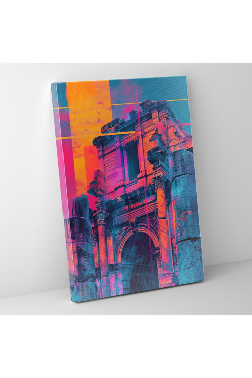 Neon Roma Mimarisi Pop Art Duvar Dekorasyonu, Klasisizm ve Popart, Kanvas