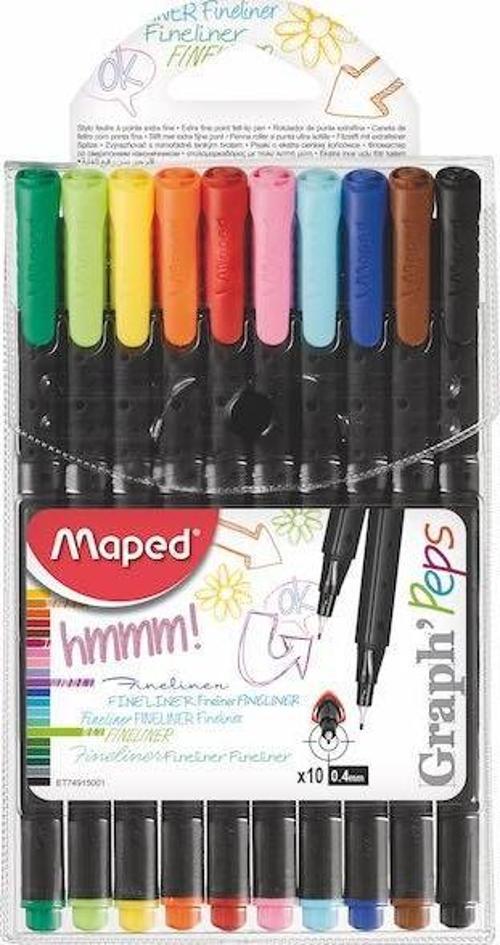 Fineliner Keçe Uç Kalem Extra Fine 0.4Mm 10 Renk Askılı Paket 3154147491508