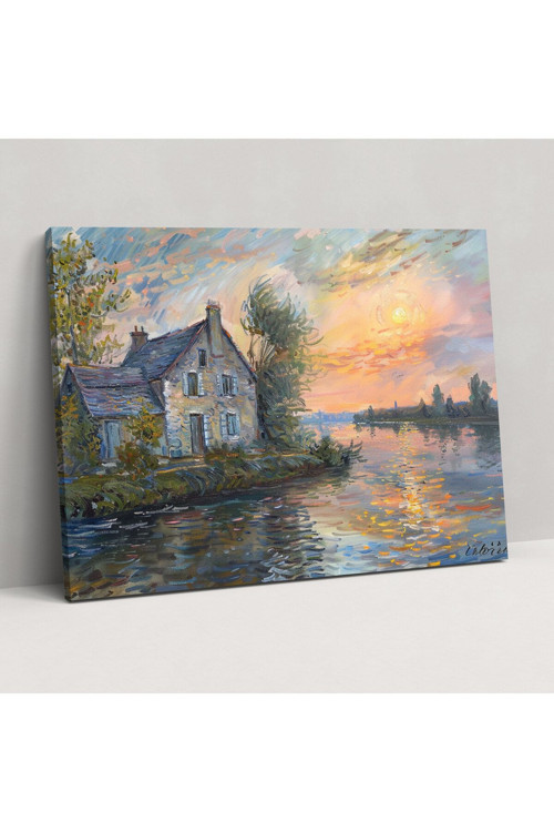 Gündoğumunda Büyüleyici Köy Manzarası Claude Monet Duvar Tablosu, Claude Monet, Kanvas Tablo
