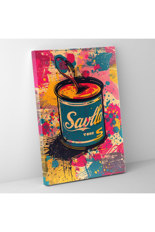 Andy Warhol Kanvas Tablo Duvar Tablosu, Renkli Pop Art Çorba Konservesi, Andy Warhol