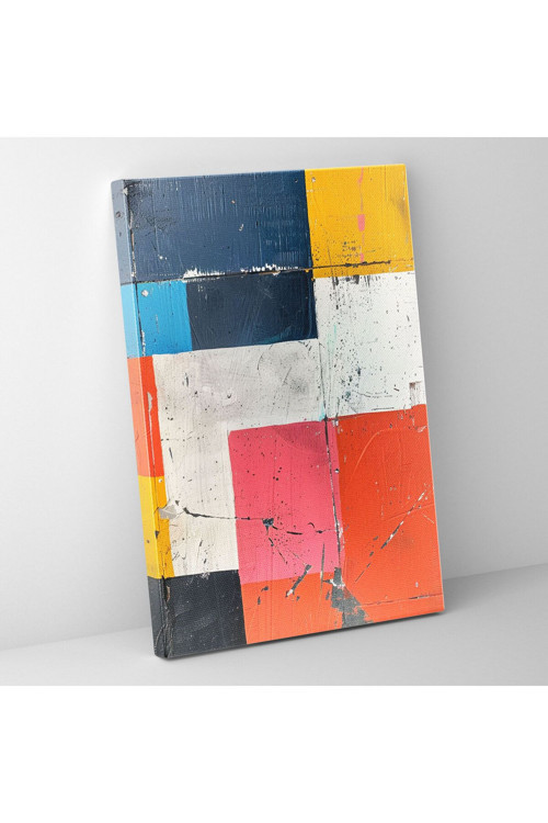 Cubaction Paintingism Cesur Renk Blokları Duvar Tablosu, Aksiyon Tablosu, Kanvas