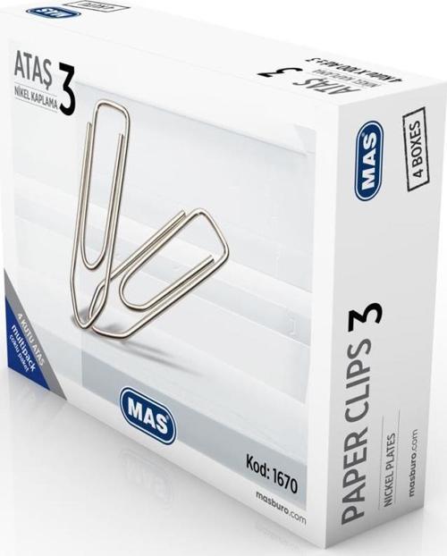 Multipack Ataş No:3 (Nikel Kaplı Ataç) Süper Kalite 100 Lü (4 Kutu)