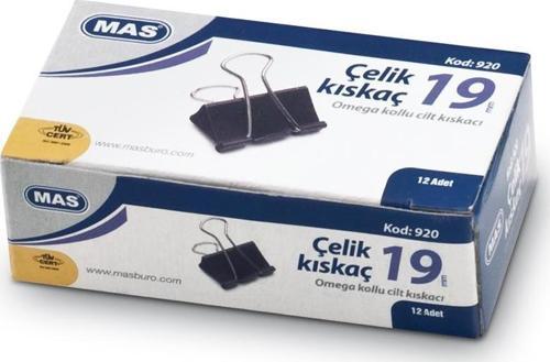 Omega Çelik Kıskaç Siyah 19 Mm 12 Li (8 Kutu : 96 Adet)