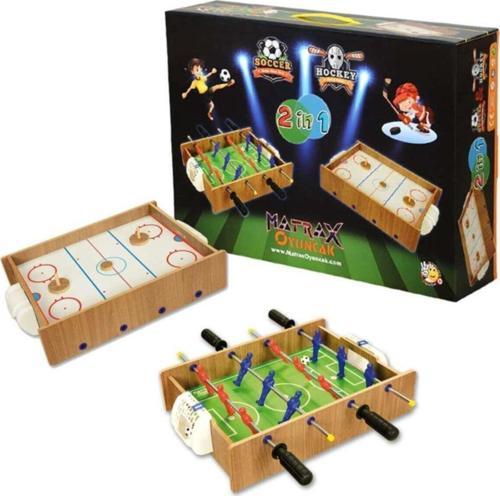 Oyuncak Ahşap Hokey Ve Masa Maçı Oyunu 30X40Cm (2 Si 1 Arada) 412