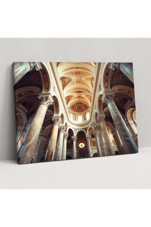 Romanesk Katedral İçi Kanvas Tablo, Klasisizm, Romanesk Mimari