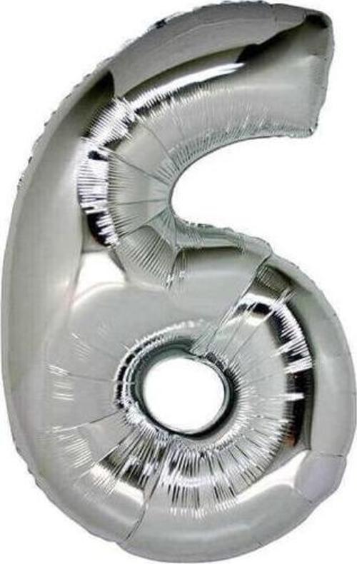 Folyo Balon 100 Cm Rakam Şişirilmemiş Gümüş (6 Rakamı) 10767