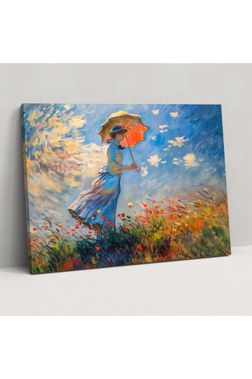 Claude Monet Şemsiye Duvar Süslemeli Kadın, Claude Monet, Kanvas Tablo, Duvar Süslemesi